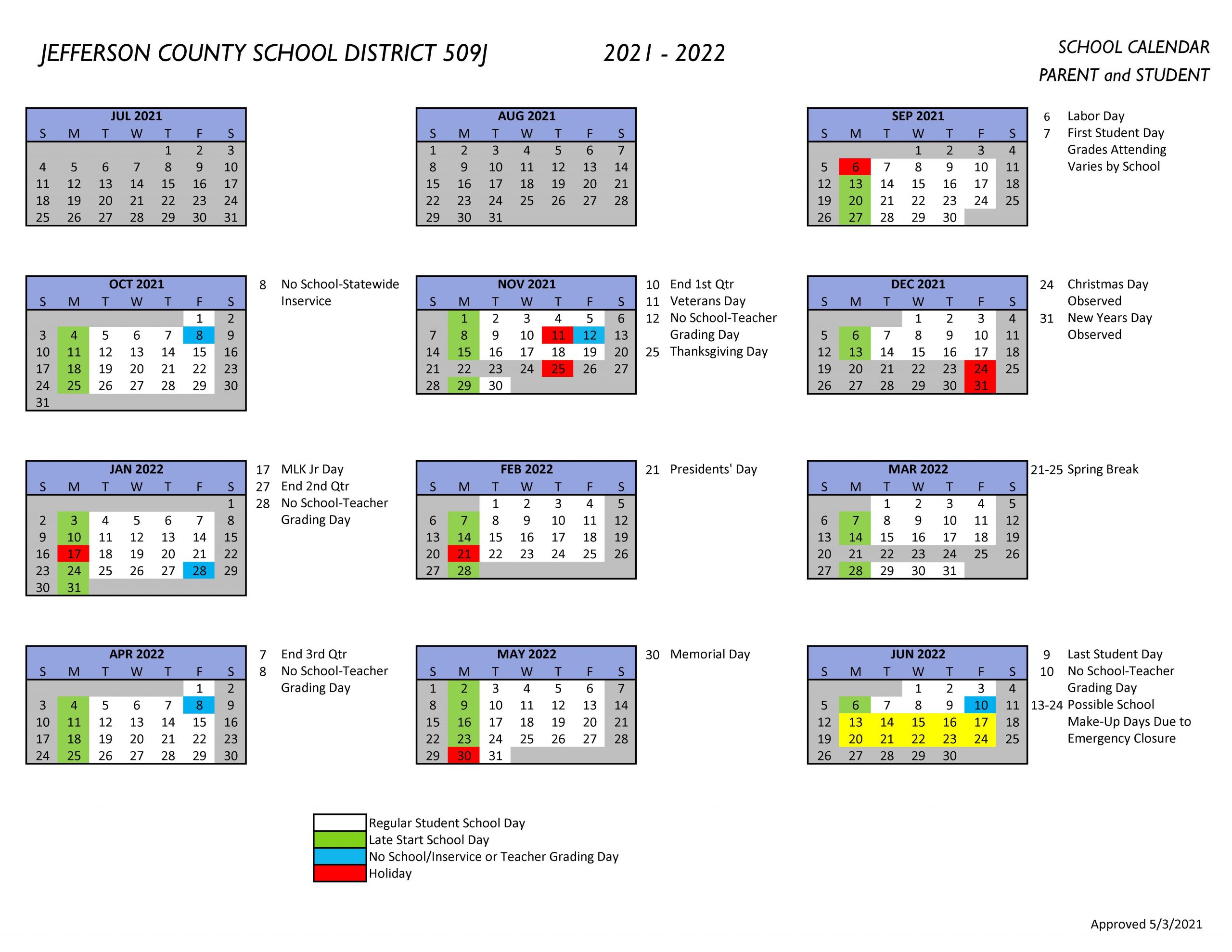 Jefferson County Schools Calendar 2022