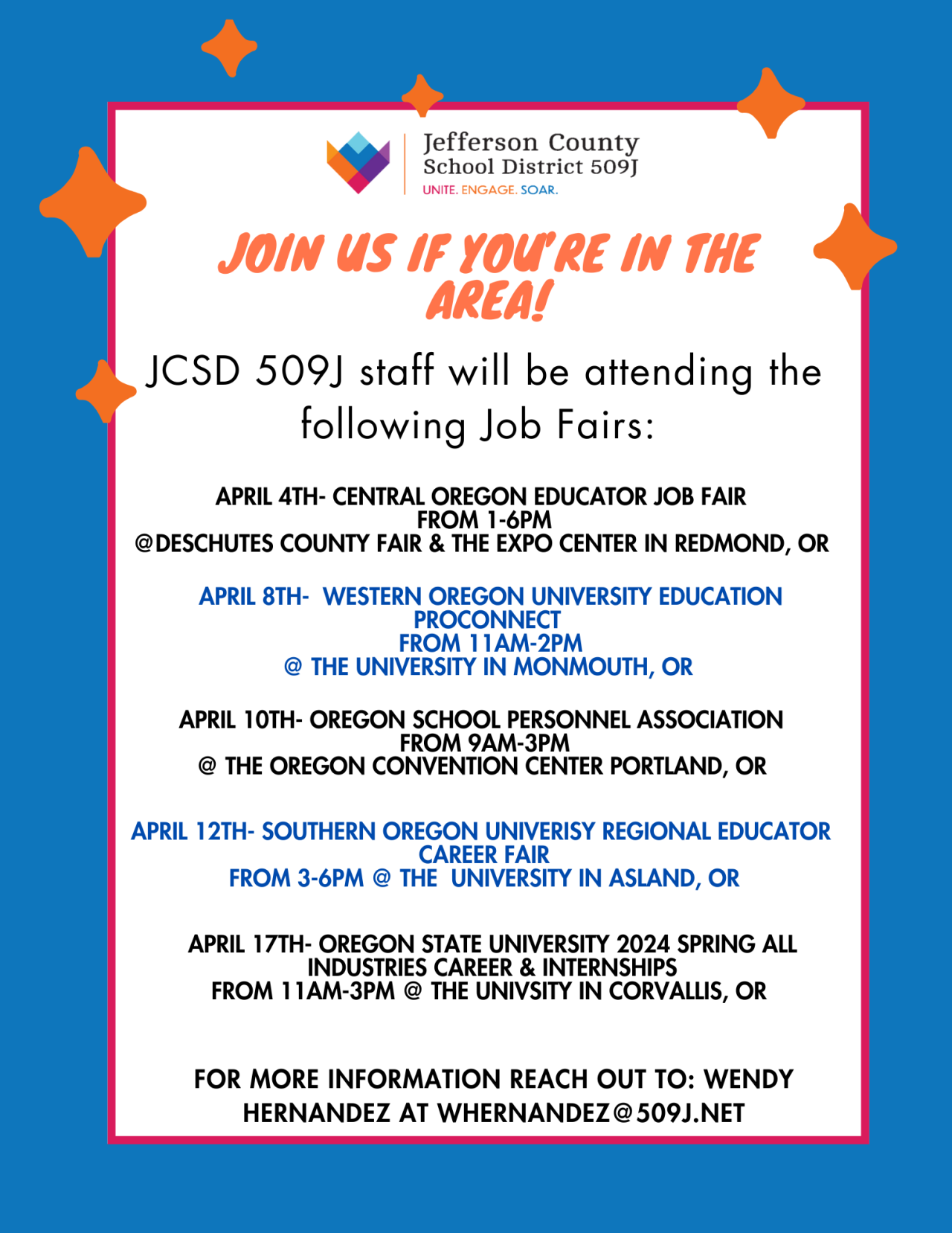 JCSD 509J at Job Fairs Jefferson County School District 509J